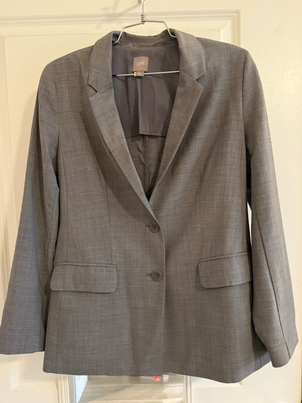 J. Jill Women’s Soft Wool Gray Two-Button Blazer, Size 6
